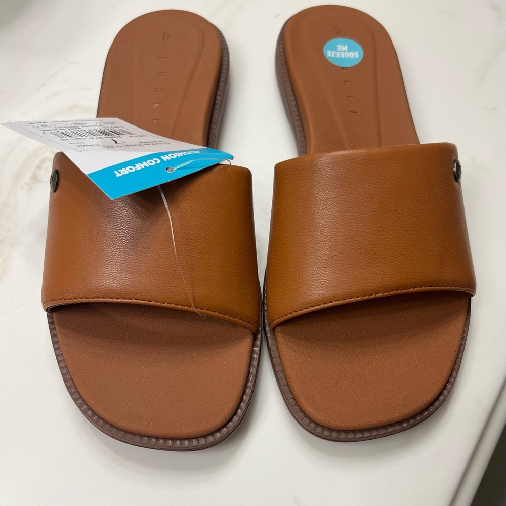 Reef Women's Cushion Comfort Cognac Slide Sandals - Size 7
